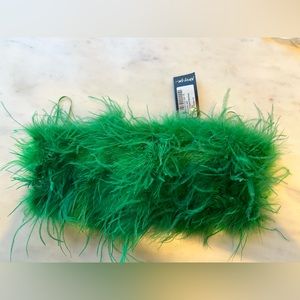 Green Nasty Gal Feather Cropped Bandeau Corset Top